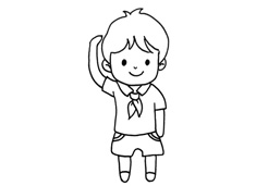 敬禮的小學(xué)生簡筆畫圖片